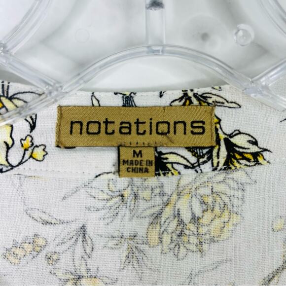 Vintage white yellow black linen floral cottagecore button top jacket medium - Picture 6 of 8